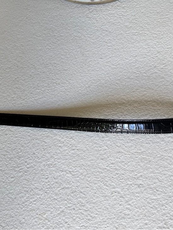 Saint Laurent Cassandre Black Croc-Embossed Leather Belt w silver YSL main image 6